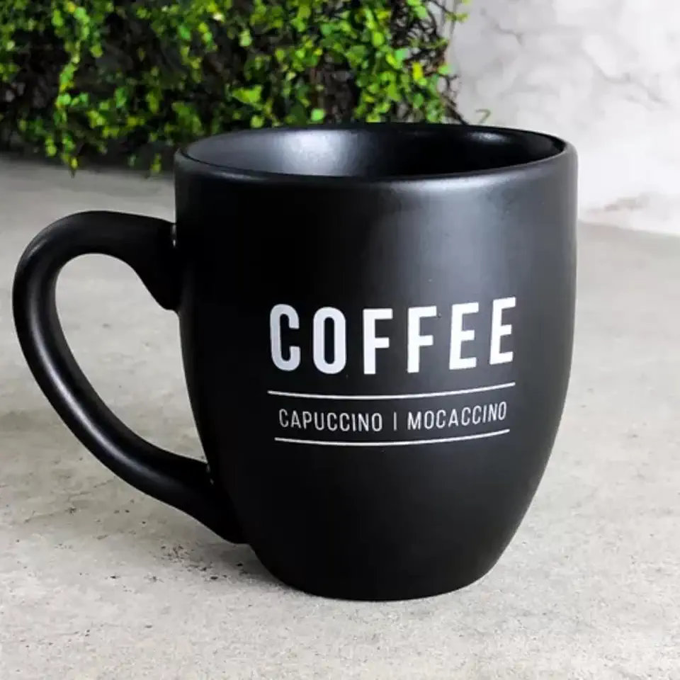 Caneca de Porcelana Manhattan Preta 300ml para Cafe Cha Bebidas