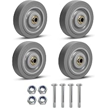 4'' Heavy Duty Rubber Caster Wheels, ASOMWLS Industrial Casters Set of 4 with Load 1200lbs Capacity, Non Marking Replacement Wheels for Cart Dolly Trolley 4 Wheel