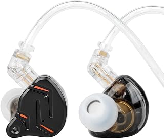 2026 Latest KZ ZST PRO X in Ear Monitor Headphone, 1BA 1DD Hybrid Driver Wired Gaming Earbuds Deep Bass Sound Ear buds HiFi IEM for Gaming Music Video Singer Musician Drummer（With Mic，Black Gold）
