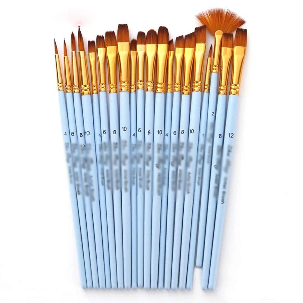 XBTGS Set di 4 pennelli per disegno artistico, acquerello, setole in nylon, manico in legno, colore blu opaco, per pittura a olio,