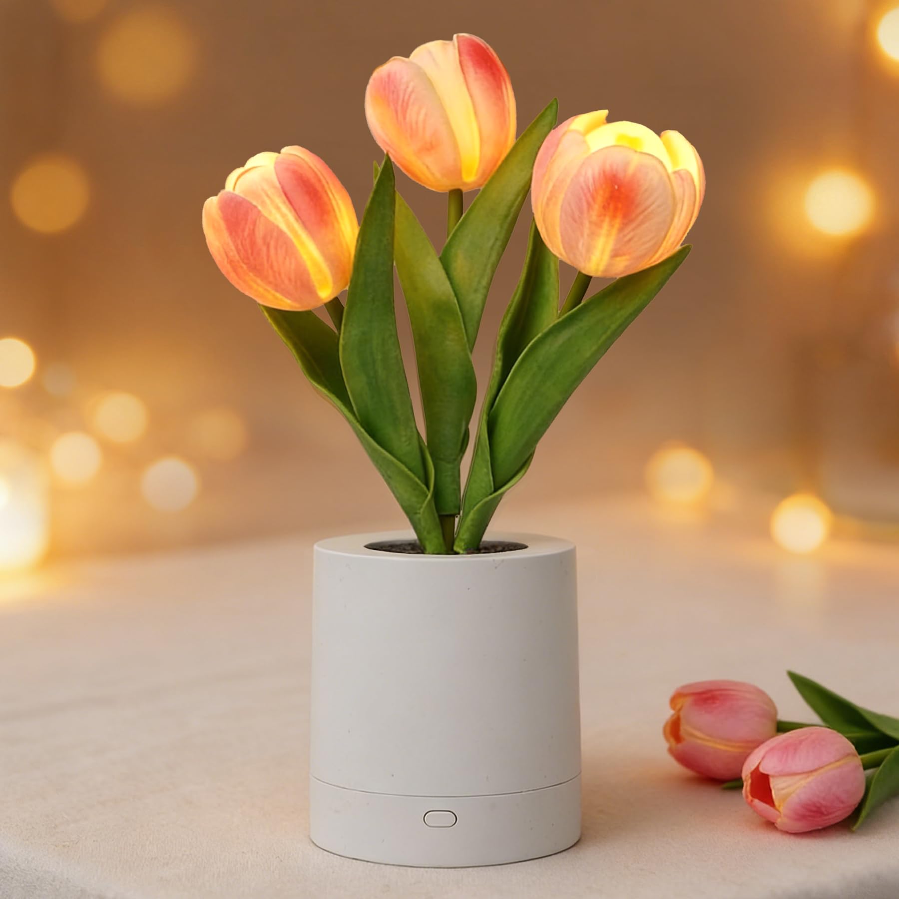Lifnatty Tulips Flower Lamp Gifts for Women, Birthday Gifts for Sister, Daughter, Wife, Girlfriend - Rechargeable Dimmable Flower Table Lamp Decor, Cute Tulip Night Light Mom Present