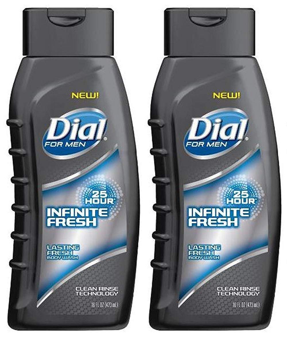 Dial For Men Body Wash - Infinite Fresh - 25 Hour - Net Wt. 16 FL OZ (473 mL) Per Bottle - Pack of 2 Bottles