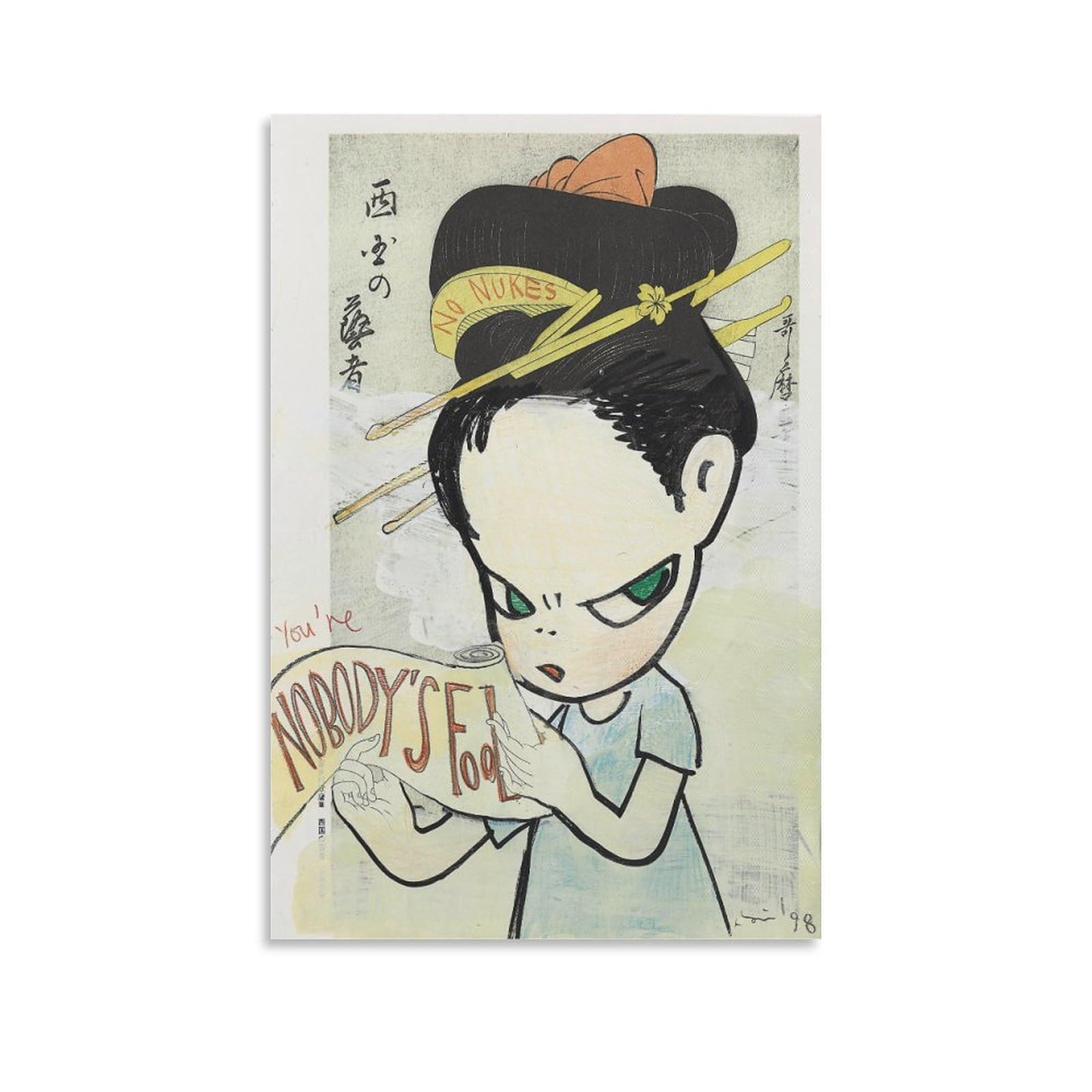 Yoshitomo Nara Nobody's Fool ポスター Amazon.co.jp: 奈良美智 ポスター《Nobody's Fool》キャンバス絵画