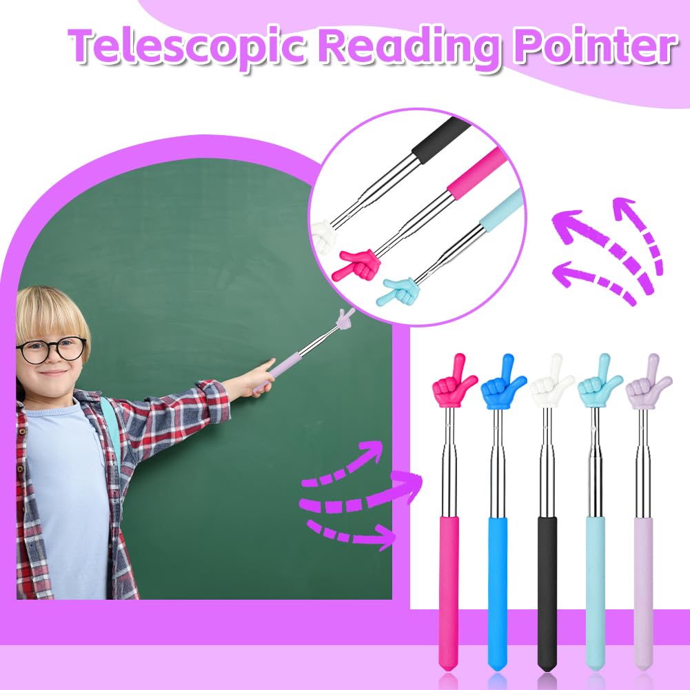 Pointeur de Doigt Rétractable Lot de 2 pour Enseignant, Flexible et Pratique, Bleu Violet