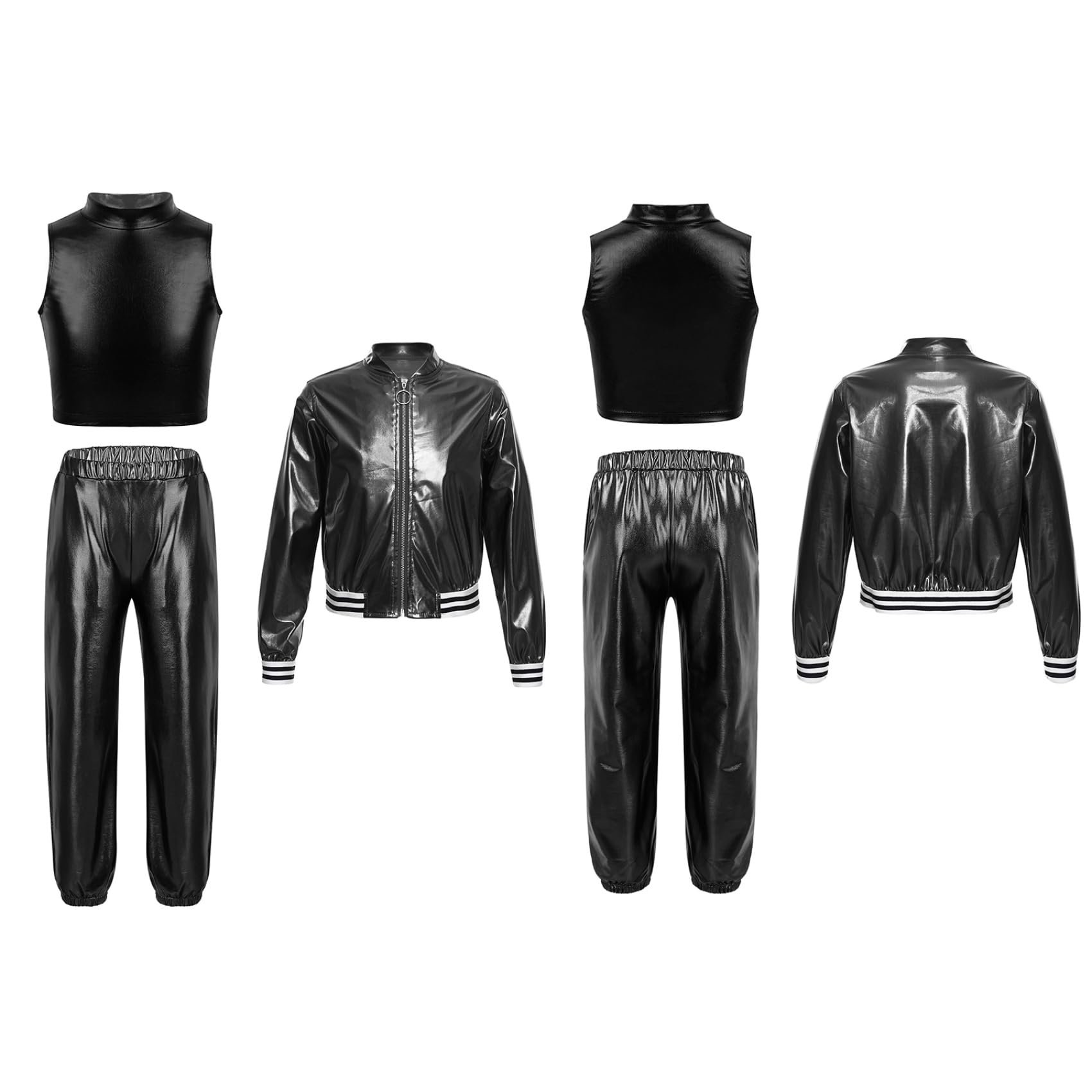 Ropa de baile callejero para niñas conjunto hip hop y jazz con pantalones de running cómodos 7