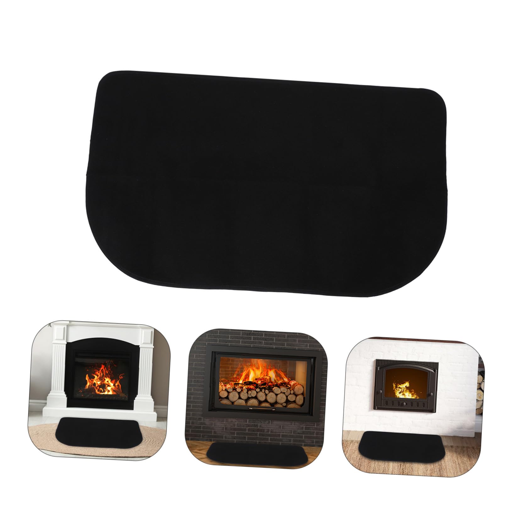 Toyvian Tappeto per Focolare Ignifugo Mezza Forma in Poliestere e Pvc Resistente al Fuoco e All'usura, Base Protettiva per Caminetto Moderno per Interni Domestici