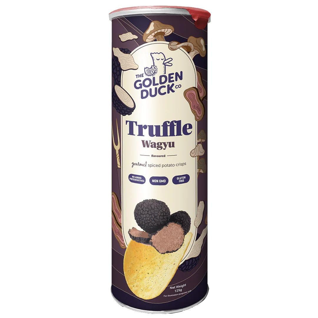 Truffle Wagyu Gourmet Ridged Potato Crisps, Bold & Savory Flavor, Gluten Free, 4.9 oz Canister (Pack of 2)