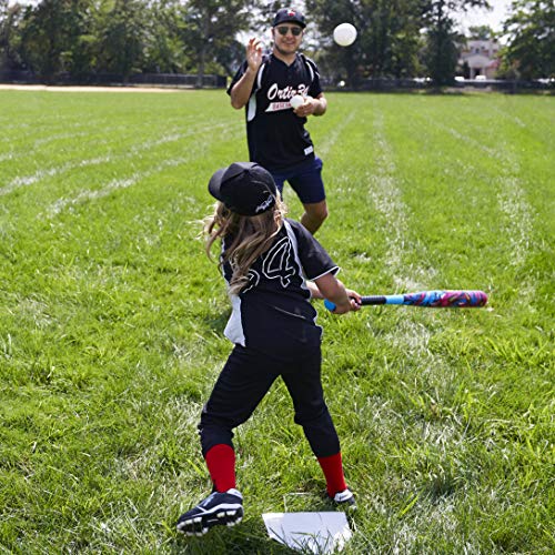 Ortiz34 Grand Slam Set- Graffiti Plastic Bat, 3 Balls, 4 Throw Down Bases- David Ortiz Backyard Baseball Set For Youth, Kids, Teenagers, Adults, Blue #TOP1