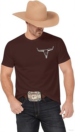 Mens Western Cowboy Shirts Retro Country Music T-Shirts Crew Neck | Concert TShirt Casual Vintage Graphic Tees Top Funny Vacation T-Shirt Fashion Tee