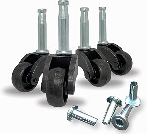 1" Swivel Stem Ball Caster Wheel, Zinc Alloy Antique Style Silent Castor for Furniture Socket Type Mounting Stem, Vintage Black, 353lbs, Pack of 4