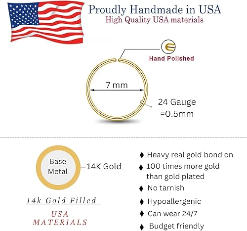 Miniatura 29 de LUCKYJEWUS Small Thin Gold or Sterling Silver Nose Ring Hoop for Women, Tiny Nose Piercing jewelry