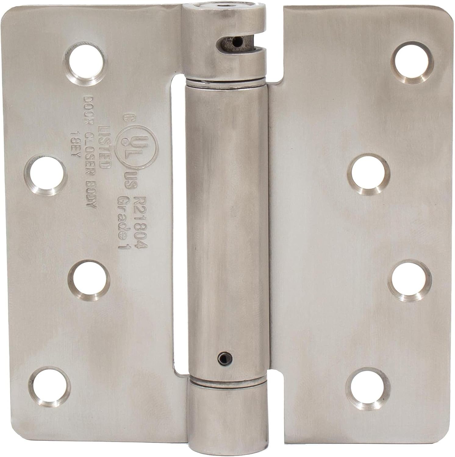 Stone Harbor Hardware Self-Closing Door Hinge, 4 Inches, 1/4" Radius Corner, Satin Stainless Steel