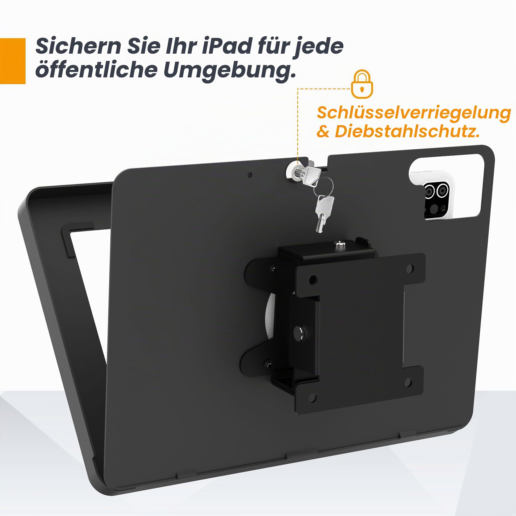 Tablet Wandhalterung Kompatibel mit iPad 10, iPad Pro 11" 1 2 3 4, iPad Air 4 5, iPad Air 11", Sicher mit Schloss, BSW101BA