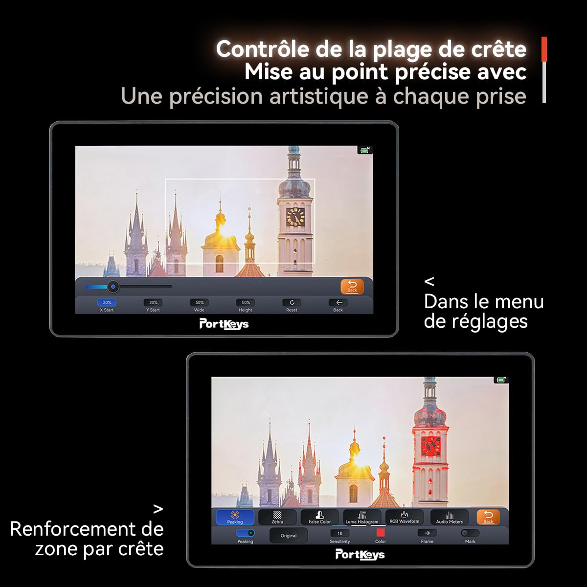 Portkeys LH5P II Moniteur Caméra 2000nit Écran 5,5" Tactile Contrôle Caméra Cadre en métal Bluetooth Compatible avec FX3, A7S III, ZV-E10, R5, R6, C70, BGH1, GH6, BMPCC 4K/6K, Z CAM E2