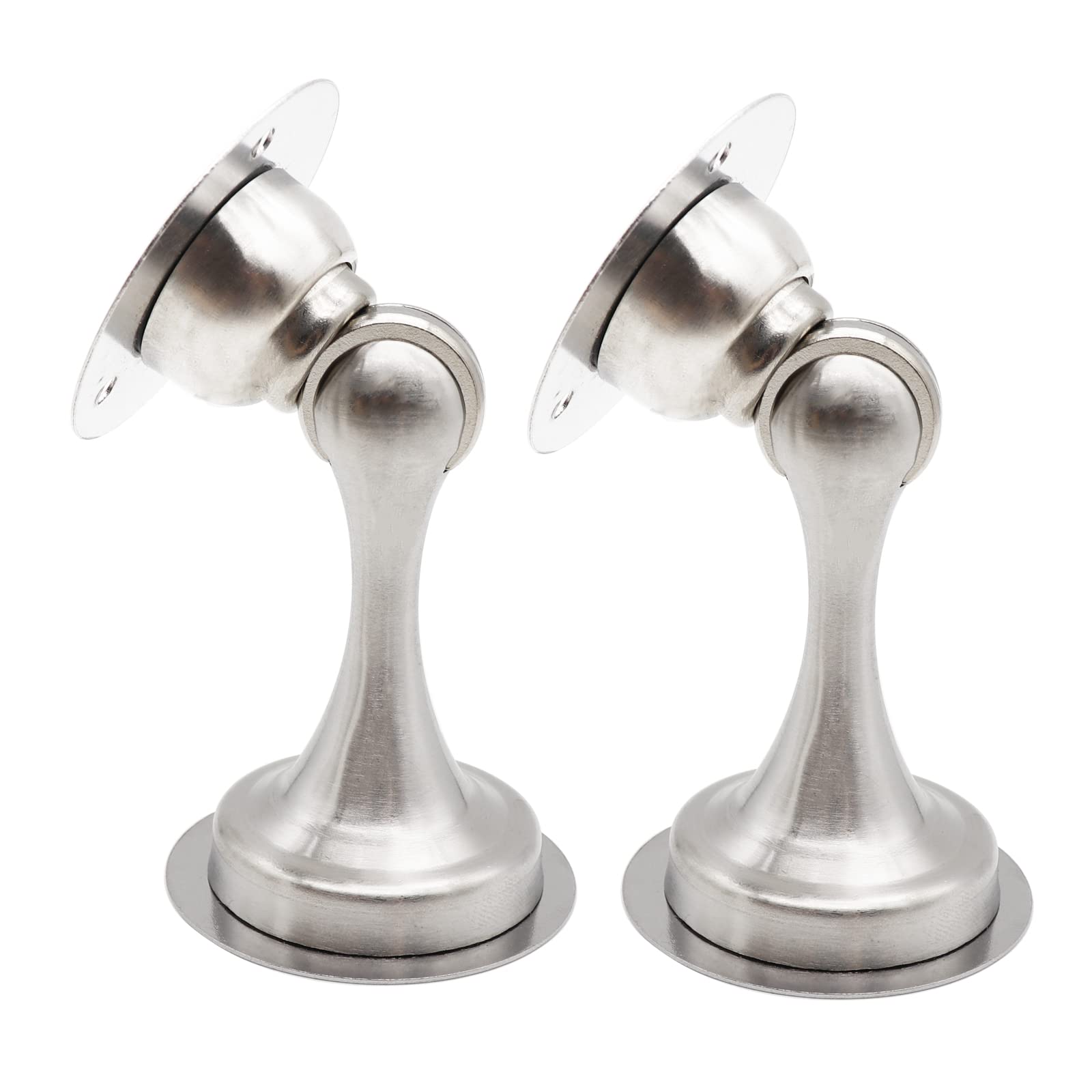 Magnetic Door Stops 2 Pack Wall Floor Mounted Magnetic Door Catch Door Holder Stainless Steel Metal No Drill Doorstop with Self Adhesive Tape (Silver)