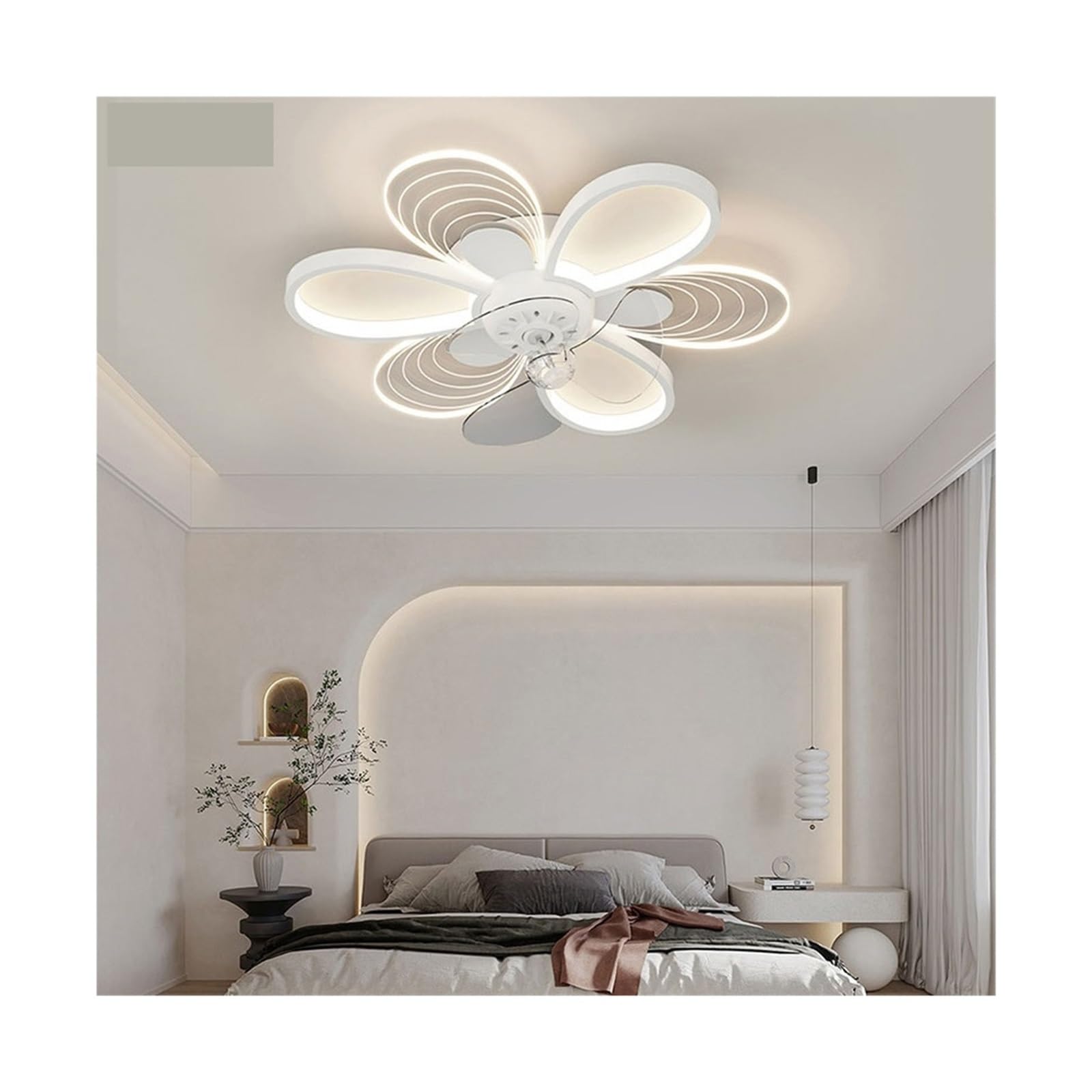 ERETYRET Ceiling Fan with Lights Modern Bladeless with Remote Control 6 speeds Indoor Low Profile Flush Mount Quiet Cooling(Design 6)
