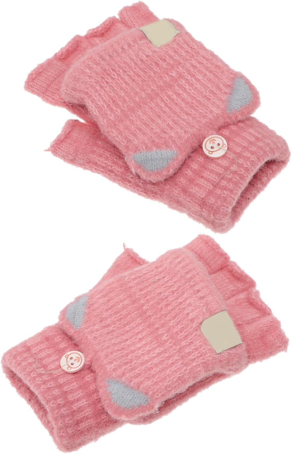 SECFOU Heated Half Finger Gloves USB Rechargeable Electric Knitted Winter Mitten Hand Warmer Gloves for Women Pink Cold Weather Outdoor