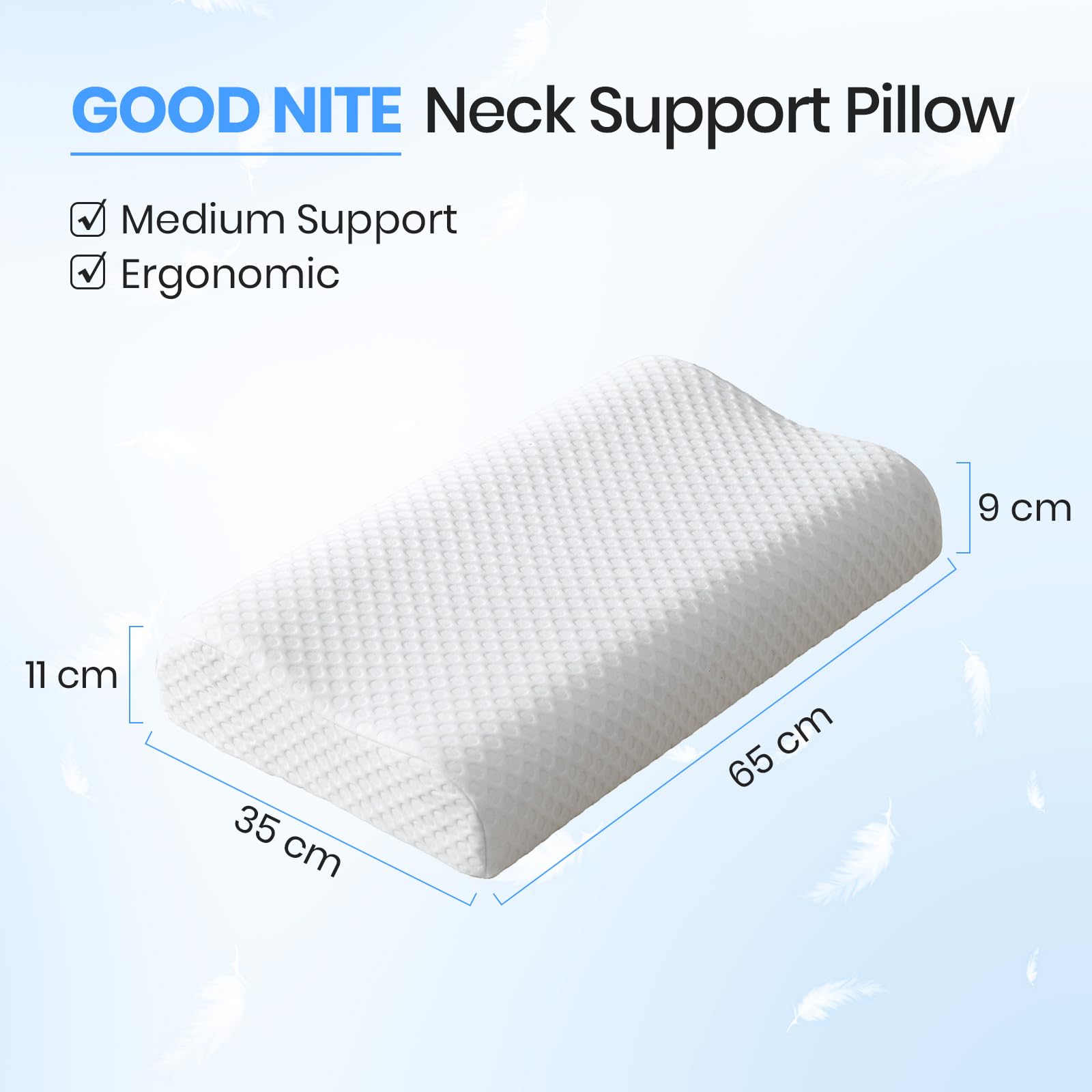 Good Nite Almohada ortopédica de Espuma viscoelástica para el Cuello para Personas Que Duermen de Lado, Almohada Cervical ergonómica Adecuada para Personas Que Duermen Boca Arriba, Almohadas cómodas