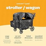 Larktale Caravan Quad, Byron Noir - Poussette pliable/Wagon pour enfants & Bébés - Sièges jusqu'à quatre passagers - 214 Lbs Capacité de poids total - Double Sun Canopies, barre réglable - 2024 Version