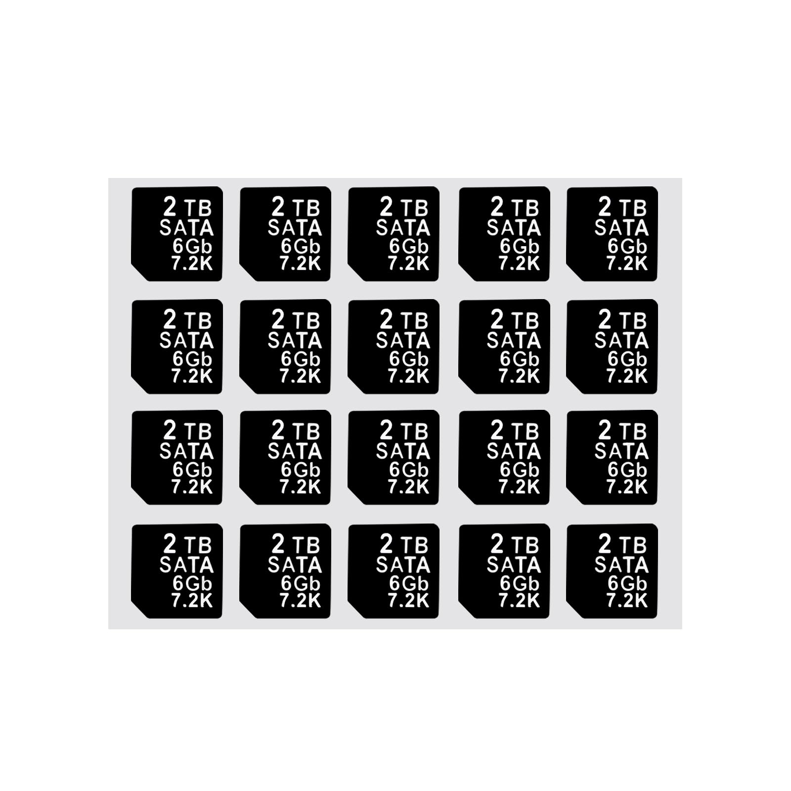 20PCS Capacity Sticker Label for Hard Drive Tray Caddy DXD9H 0DXD9H X7K8W 0X7K8W, Compatible for Dell PowerEdge 16th-14th Gen r740 r640 r440 r340 r750 r650 r550 r760 r660 r6625, 2TB, SATA, 6GB, 7.2K