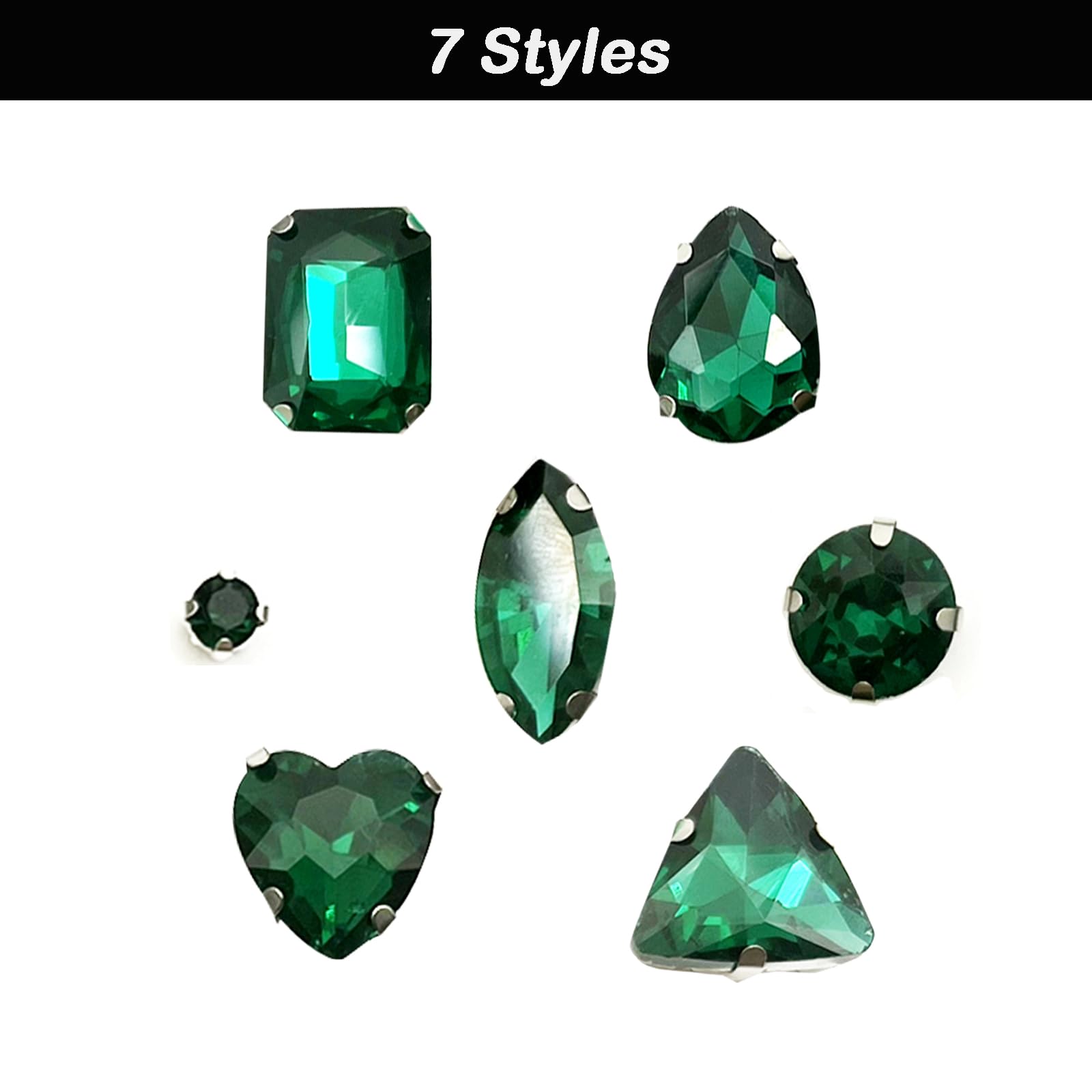 Yixinly 236 stuks strass-steentjes om op te naaien, glazen strass-steentjes in gemengde vormen, metalen klauwzetting glas naaien edelstenen voor doe-het-zelf knutselkleding, kleding, schoenen, tassen