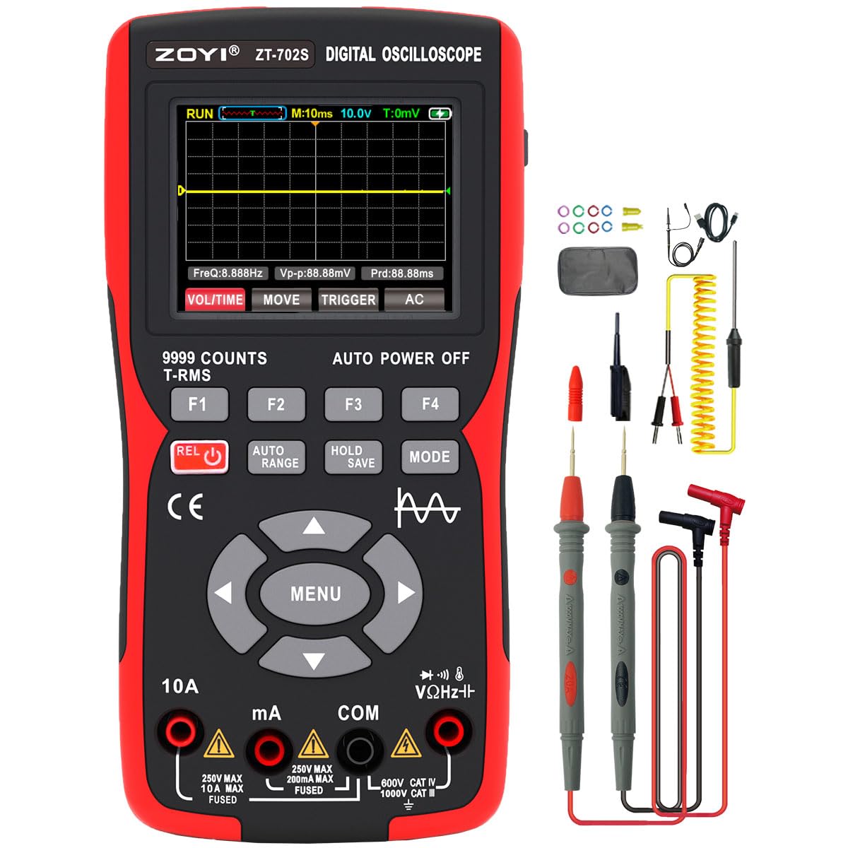 Oscilloscope Multimeter 702 Handheld Digital multimeter with True RMS, 48MSa/s Sampling Rate, 10MHz Bandwidth