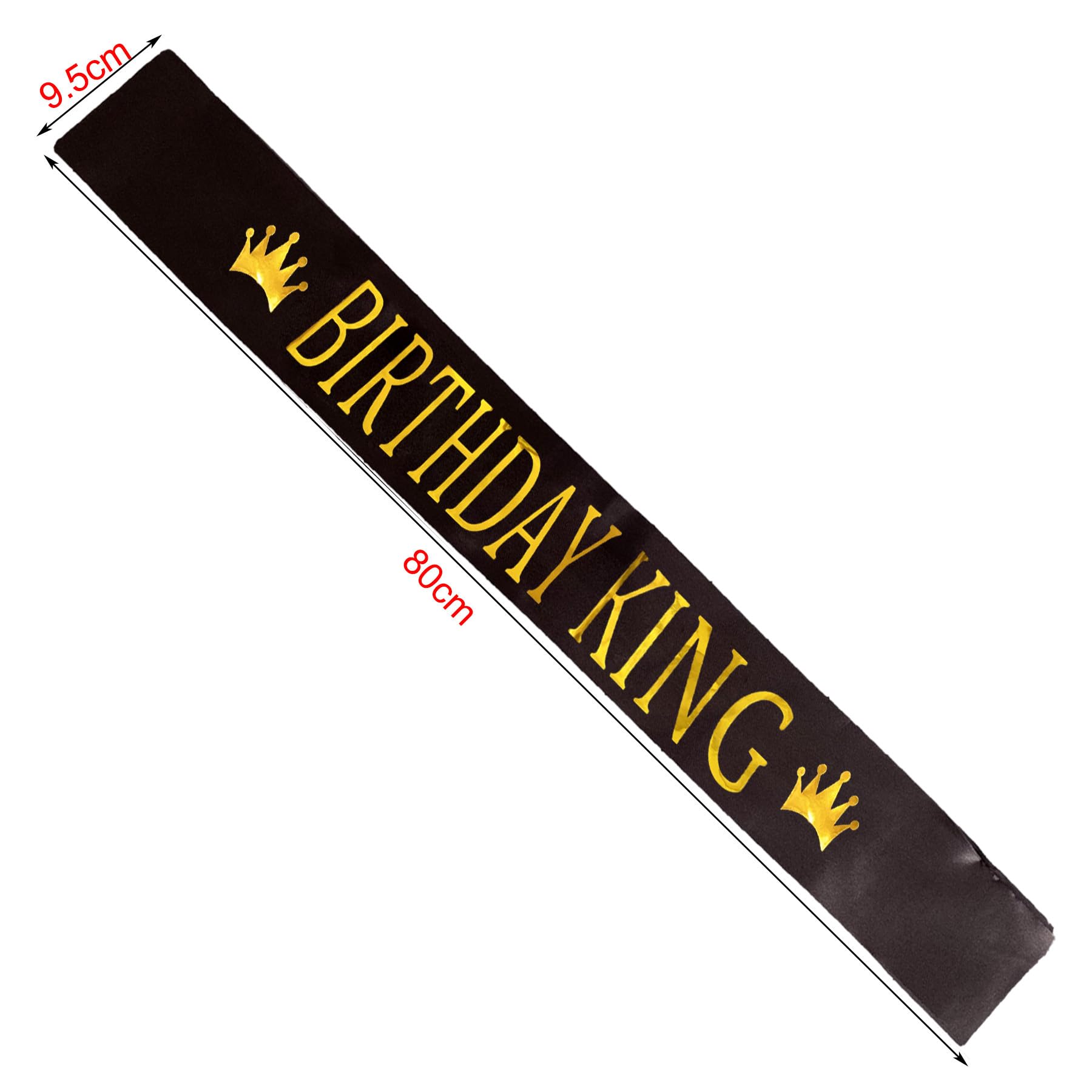 IRYNA Geburtstag König Schärpe Schwarz Mit Gold - 160 Cm, Glitzerstoff, Verstellbar
