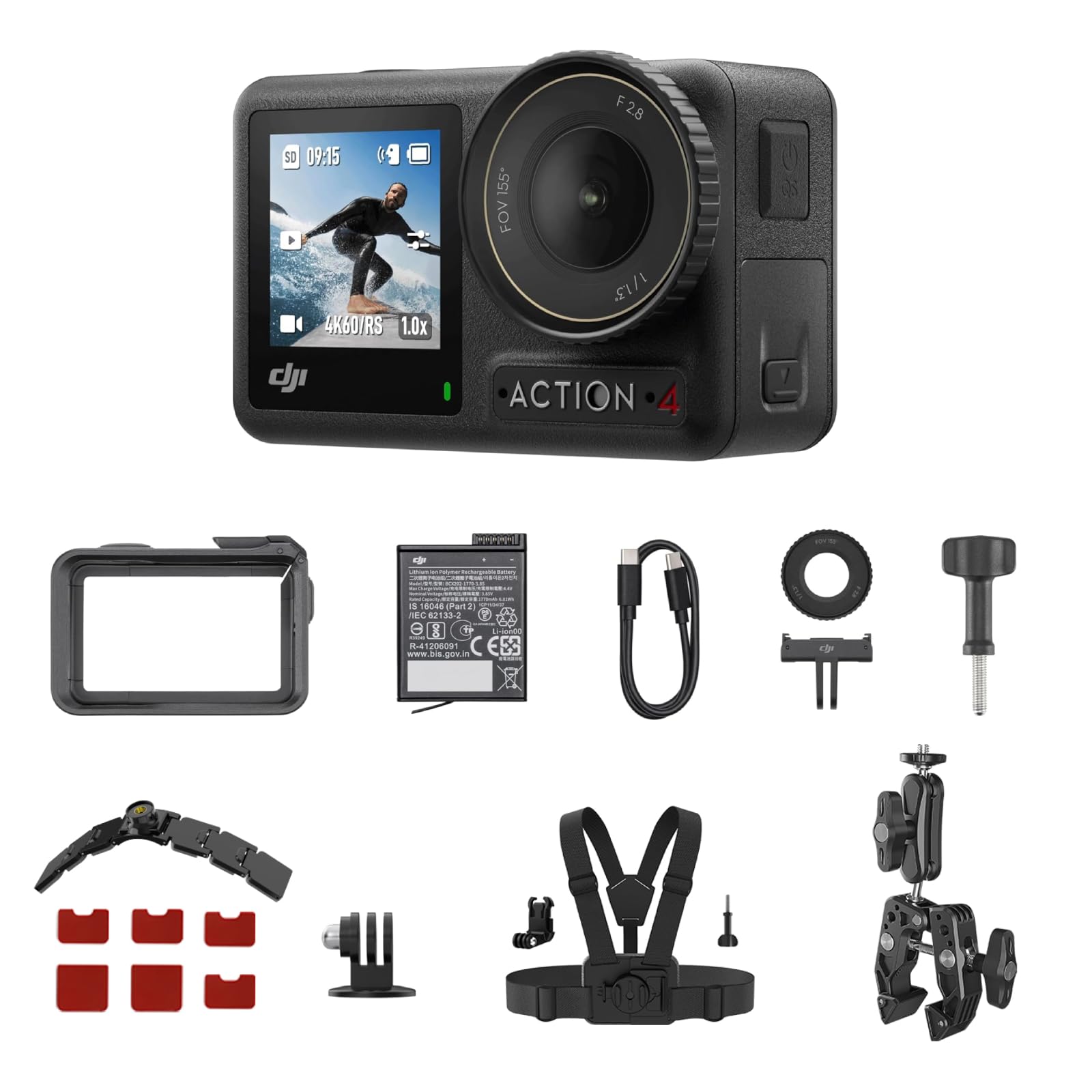 Osmo Action 4 Waterproof Action Camera Bundle, 1/1.3" Sensor