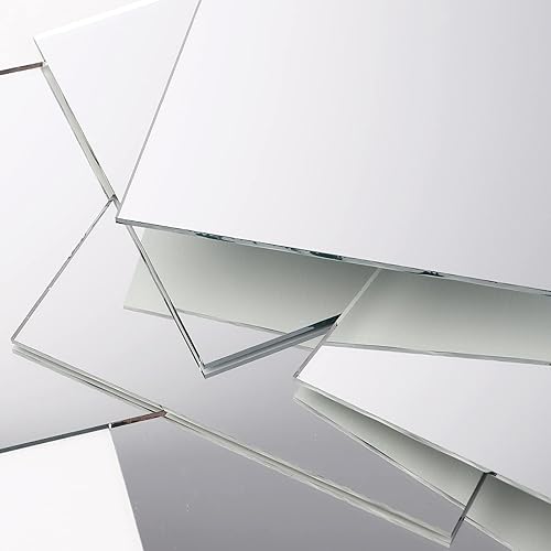 Miniatura 5 de Suwimut Paquete de 50 azulejos cuadrados de espejo de vidrio, cuadrados pequeños de vidrio decorativos de 4 x 4 pulgadas, a granel para centros de