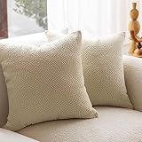 DOMVITUS Boucle Pillow Covers 20x20 Throw Pillows for Couch Set of 2 Neutral Pillow Covers Decorative Pillows for Living Room Bed Sofa Pillows Soft Cushion Case, Frosting Cream