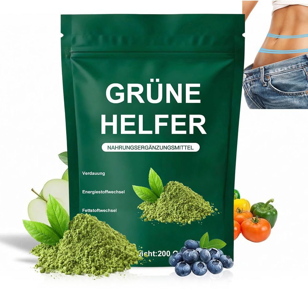 Grünes Superfood Pulver mit 8 Pflanzenstoffen – Matcha, Gerstengras & Spirulina – Ballaststoffreiche Vitalstoffmischung für dein tägliches Wohlbefinden