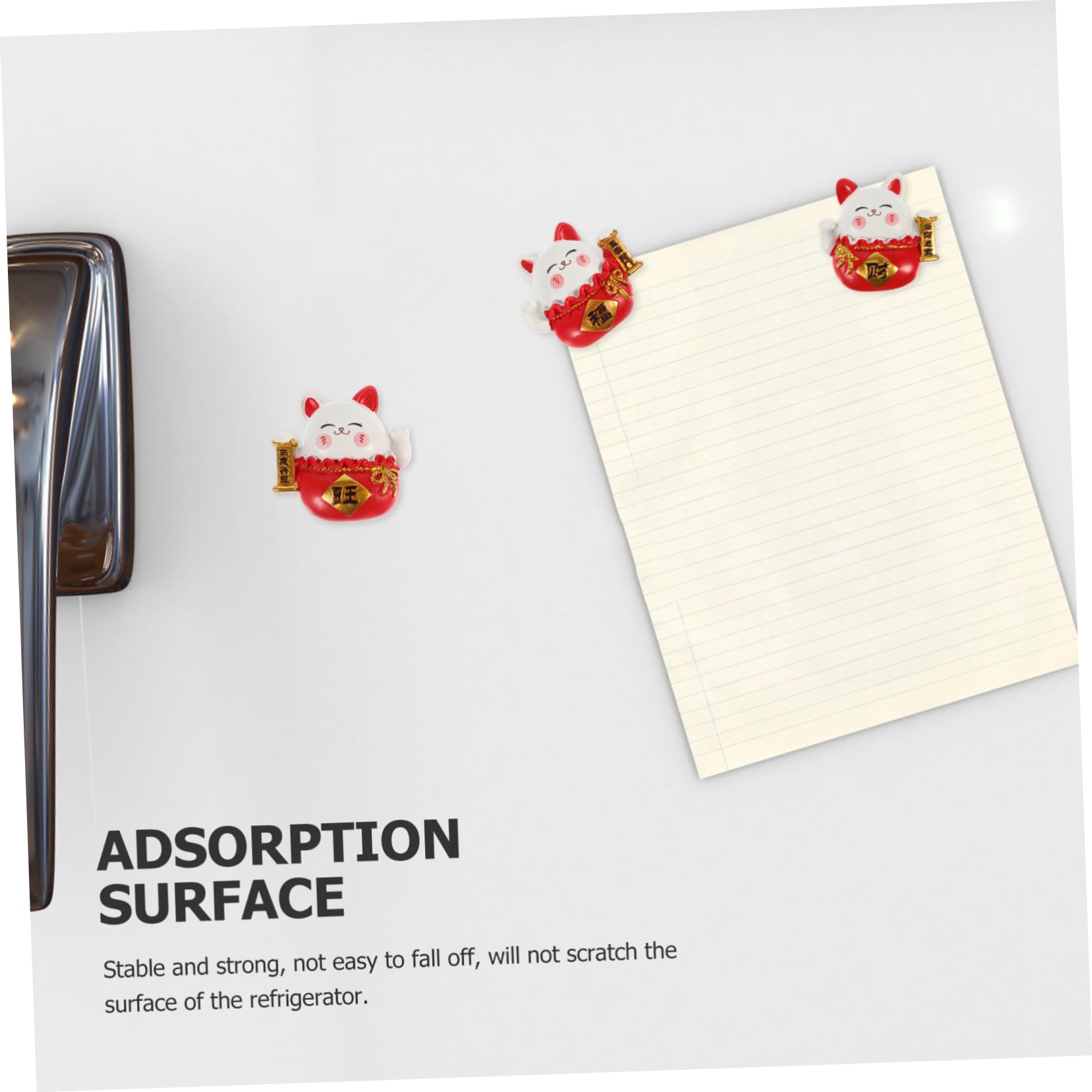 3 Aimants Frigo Chat Maneki Neko En Résine - Déco Mignonne Pour Tableau Blanc Ou Réfrigérateur, Blanc (6x6 Cm)