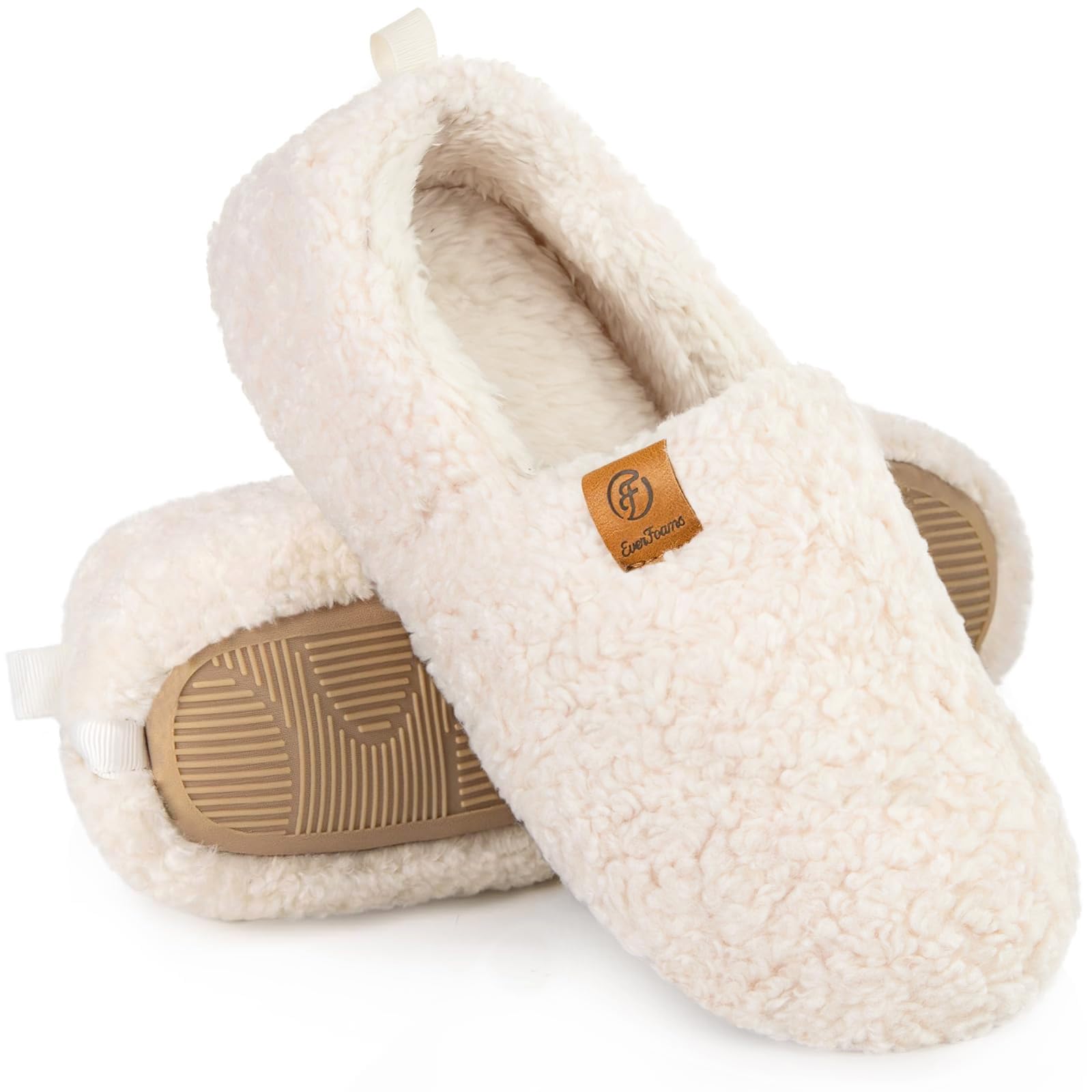 EverFoams Damen Winter Warme Hausschuhe Kunstwolle Memory Foam Geschlossen Pantoffeln