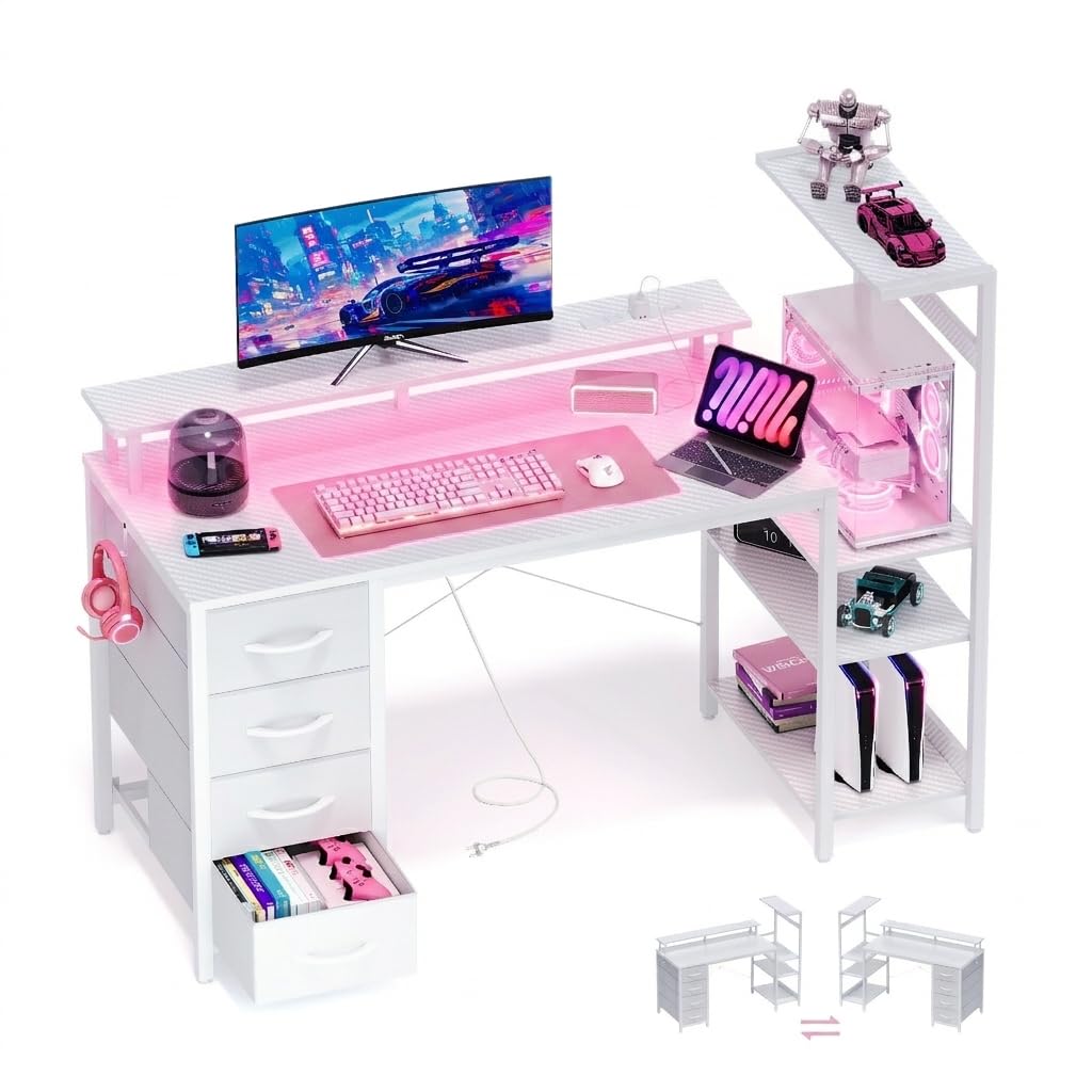 Amazon | YOUDENOVA ゲーミングデスク パソコンデスク 幅130cm LED