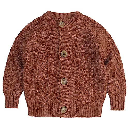 Peecabe Toddler Girl Sweaters Cable Knit Long Sleeve Crewneck Chunky Crochet Cardigans 1-6T