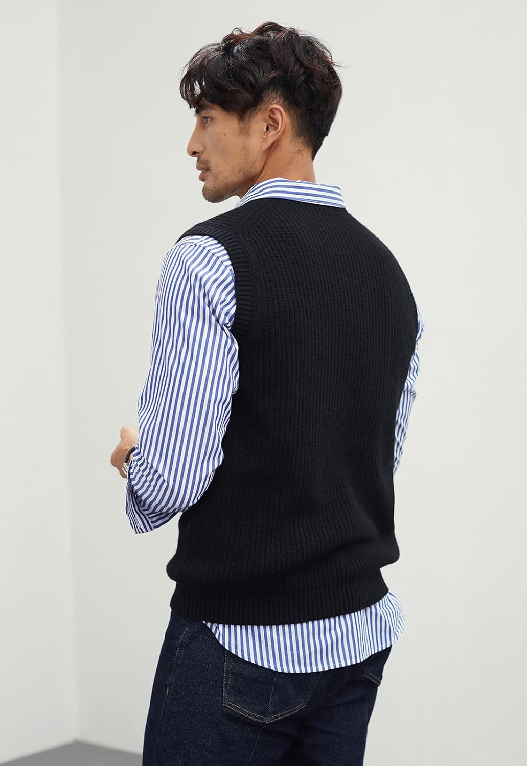 Men's V-Neck Sweater Vest | Anti-Pilling & Anti-Static | Lightweight Thermal Sleeveless Pullover for Casual & Formal Outfits - Image 3