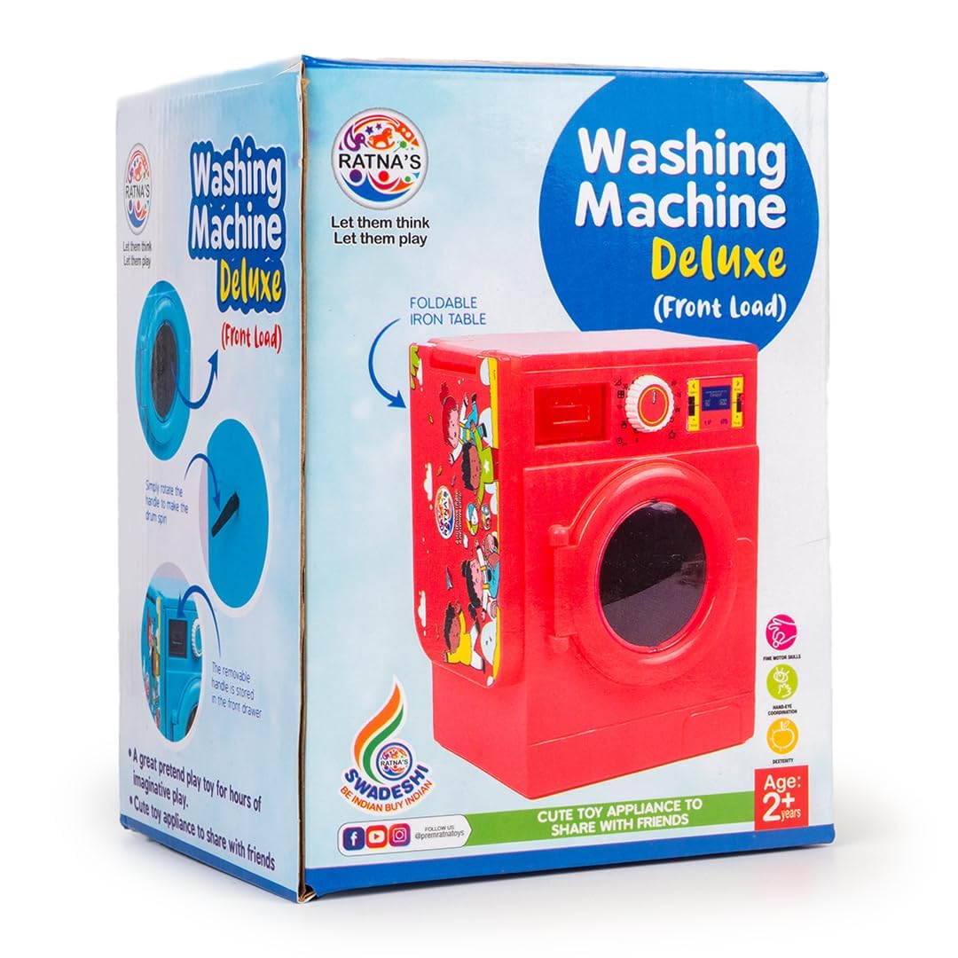 BKDT Marketing Lovely Washing Machine Front Load with Openable Door & Attached Foldable Ironing Table Household Pretend Play Role Play Toy for Kids.- Baby Toy- Festival Gifts,Diwali Gift 1