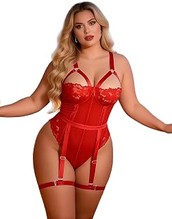 Body Femme Sexy Chic Grande Taille Avec Porte-Jarretelles