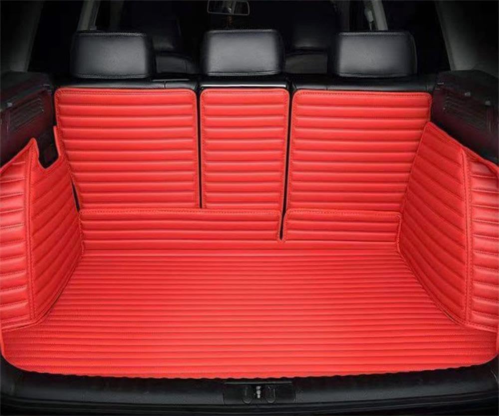 Car Trunk Mats for Toyota FJ Cruiser 2007-2016,All Weather Stripe Pu Leather Full Coverage Cargo Liners with Backrest Mat Protection Red