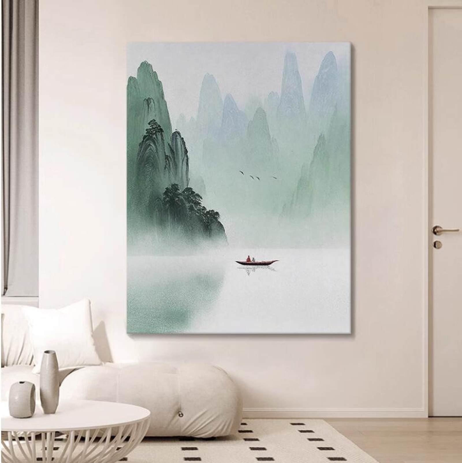 Peinture à l'huile sur toile pour sublimer un grand mur de séjour vide