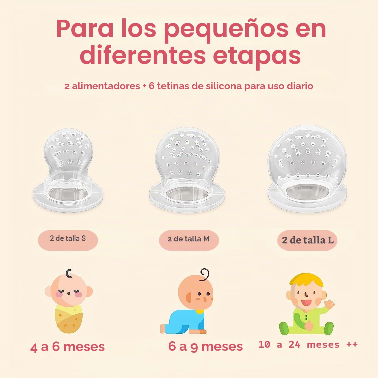 Chupete fruta bebe de NatureBond (2 piezas), mordedores bebes | Además incluye bolsitas de silicona de todos los tamaños (Rosa y amarilla)