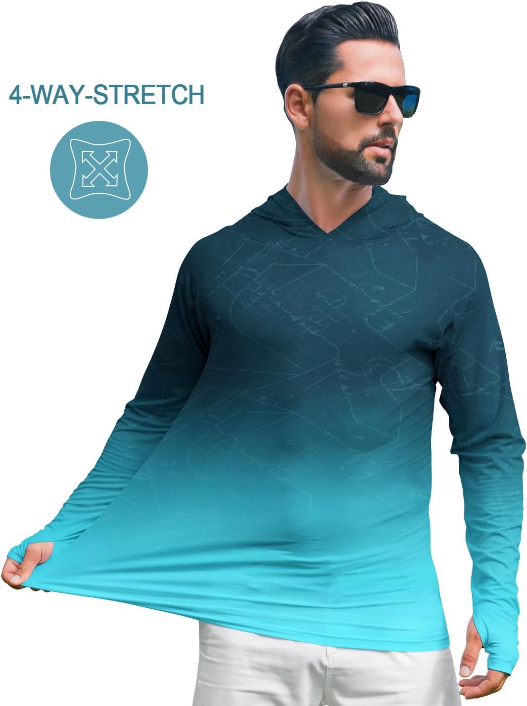 iCKER Men's Sun Protection Hoodie Shirt UPF 50+ Rash Guards Long Sleeve SPF UV Fishing Running Swimming Outdoor Shirts - Image 5