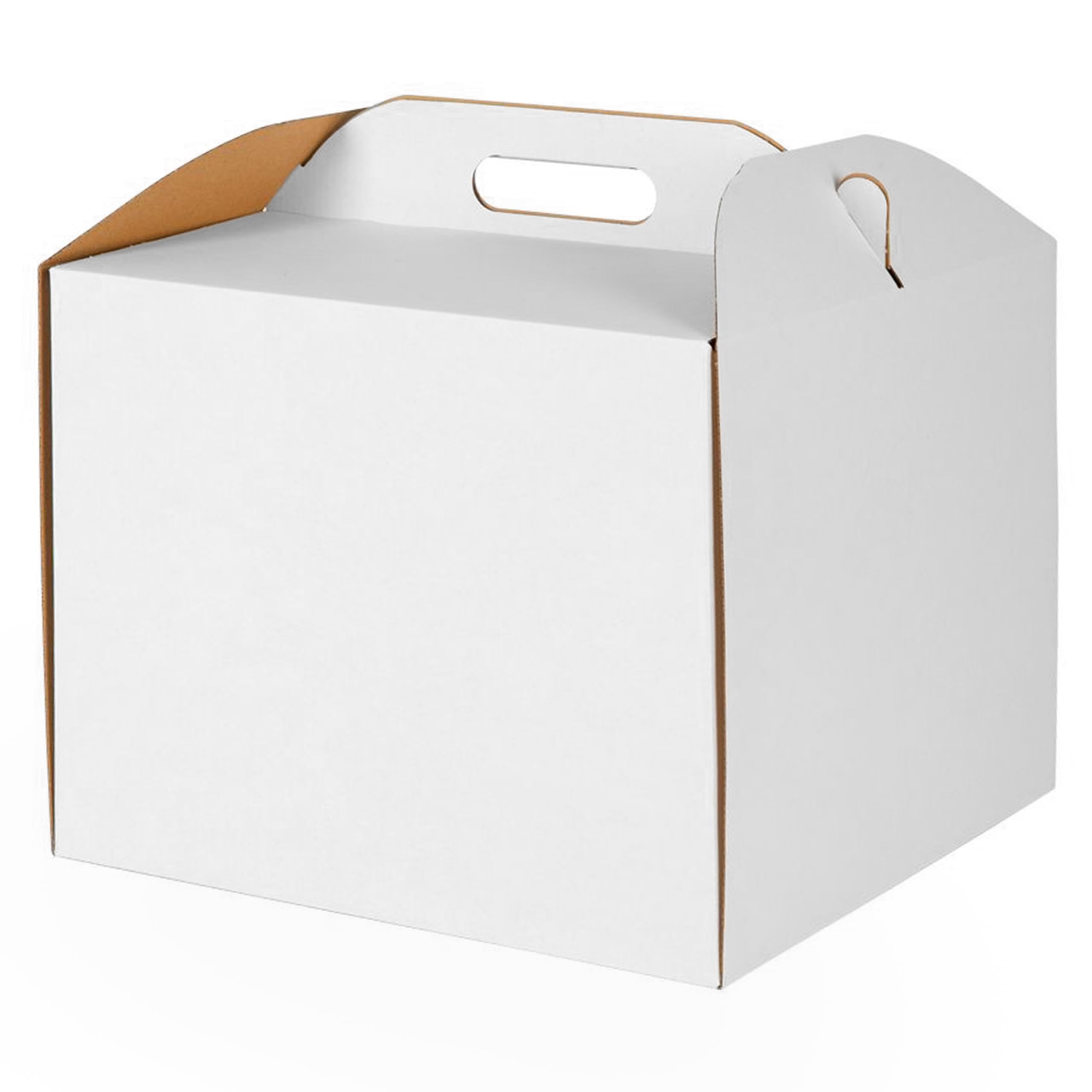 sarcia.eu Caja de cartón blanca para tarta, embalaje de pastelería con asa, caja de catering sólida (10, blanco, 26x26x25cm)