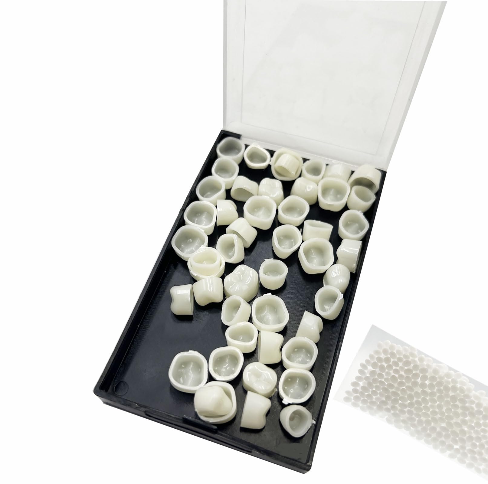 1 Box False Teeth Crown Repair Kit Dental Posterior Tooth Veneers Fake Tooth Cap Crown with Thermal Beads for Fixing or DIY