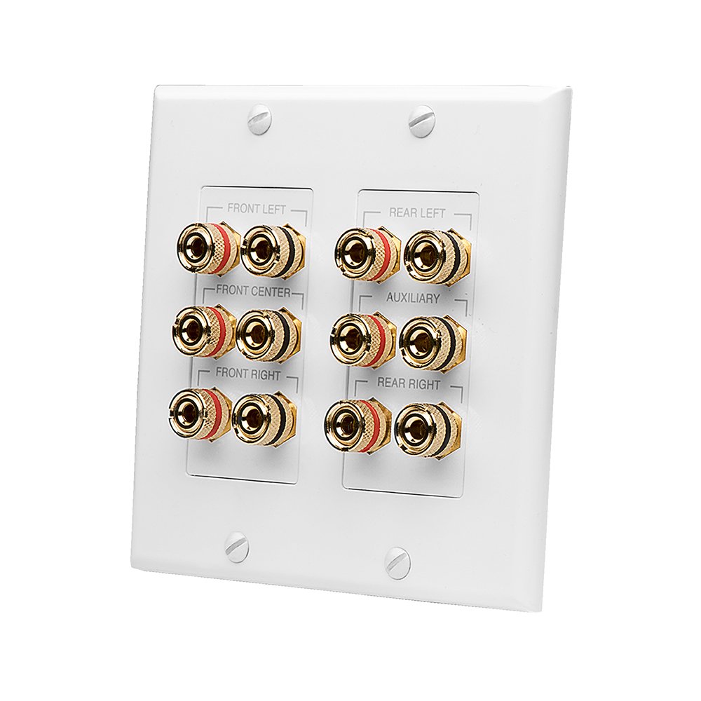 OSD Audio WP12 Banana Binding Post Gold Plated Terminal Decora Style for 6-Speakers (White)