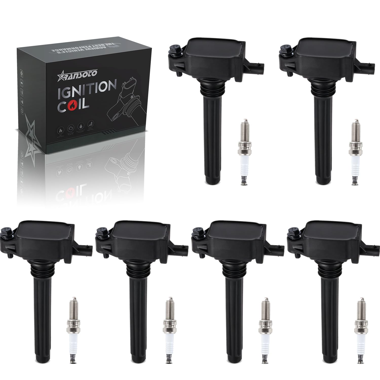 Photo 1 of **MISSING SPARK PLUGS***RANSOTO UF648 Ignition Coil Pack with Iridium Spark Plug 97390 Compatible with 3.6L Chrysler 200 300 Town & Country Dodge Challenger Charger Durango Grand Caravan RAM 1500 ProMaster Jeep Wrangler