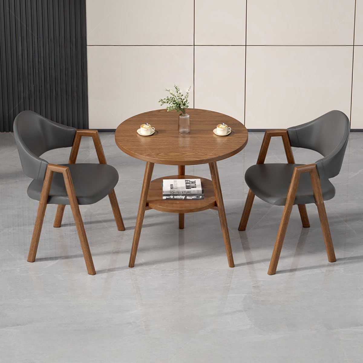 Round Reception Desk and Chair Set, Office Conference Table & Chairs, Business Coffee Dining Table Set for Reception Room, Lounge, Conference Room, Small Space