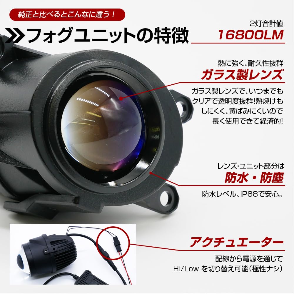Amazon | LED プロジェクターフォグランプユニット L1B トヨタ車 汎用 