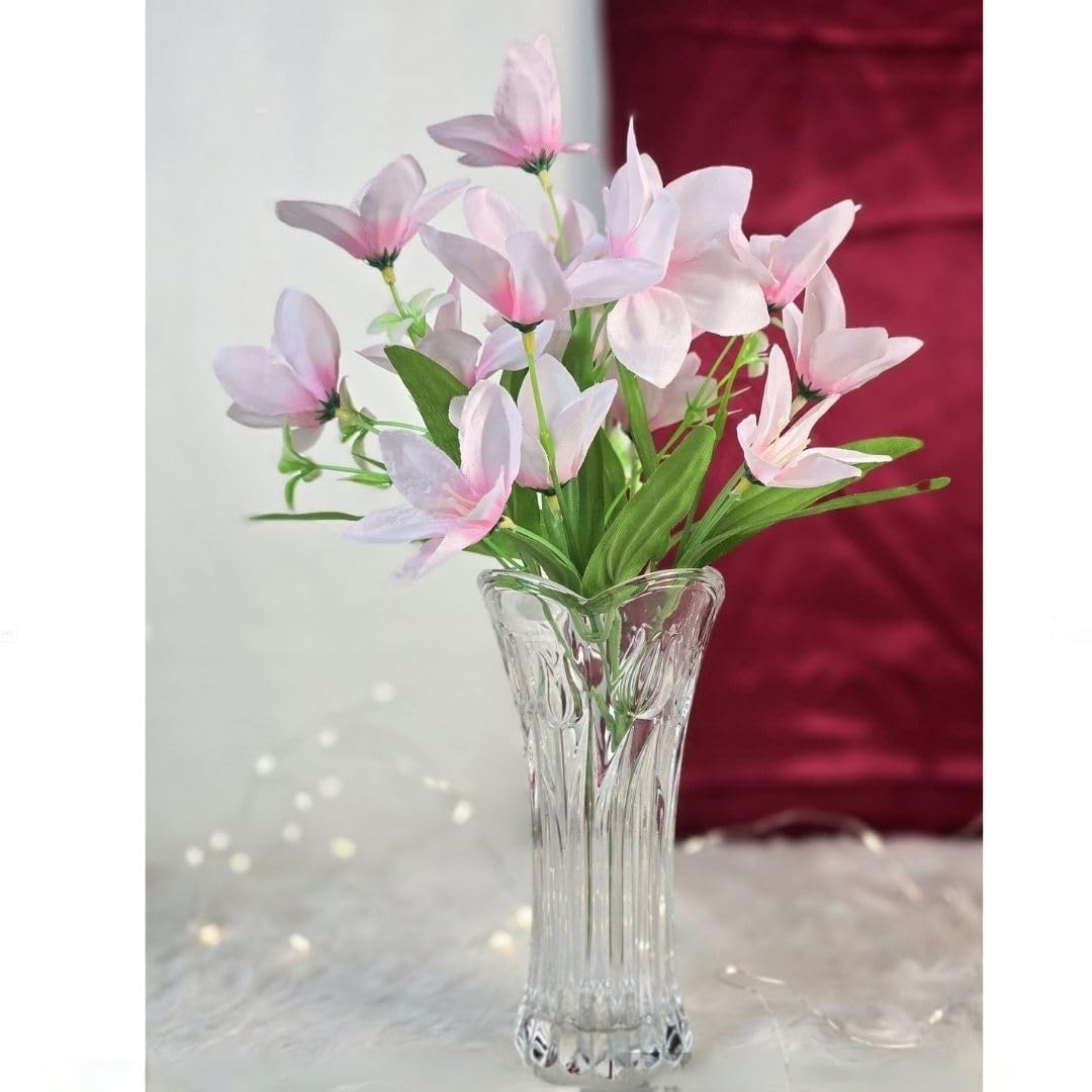 SATYAM KRAFT 1 Pcs Artificial Rain Lily Flower Stick Bunch for Diwali & Deepawali Decorations, Gifting, Home Decor, Office, Bedroom, Balcony, Living Room, Restaurant, Event Decoration (Only Flower)