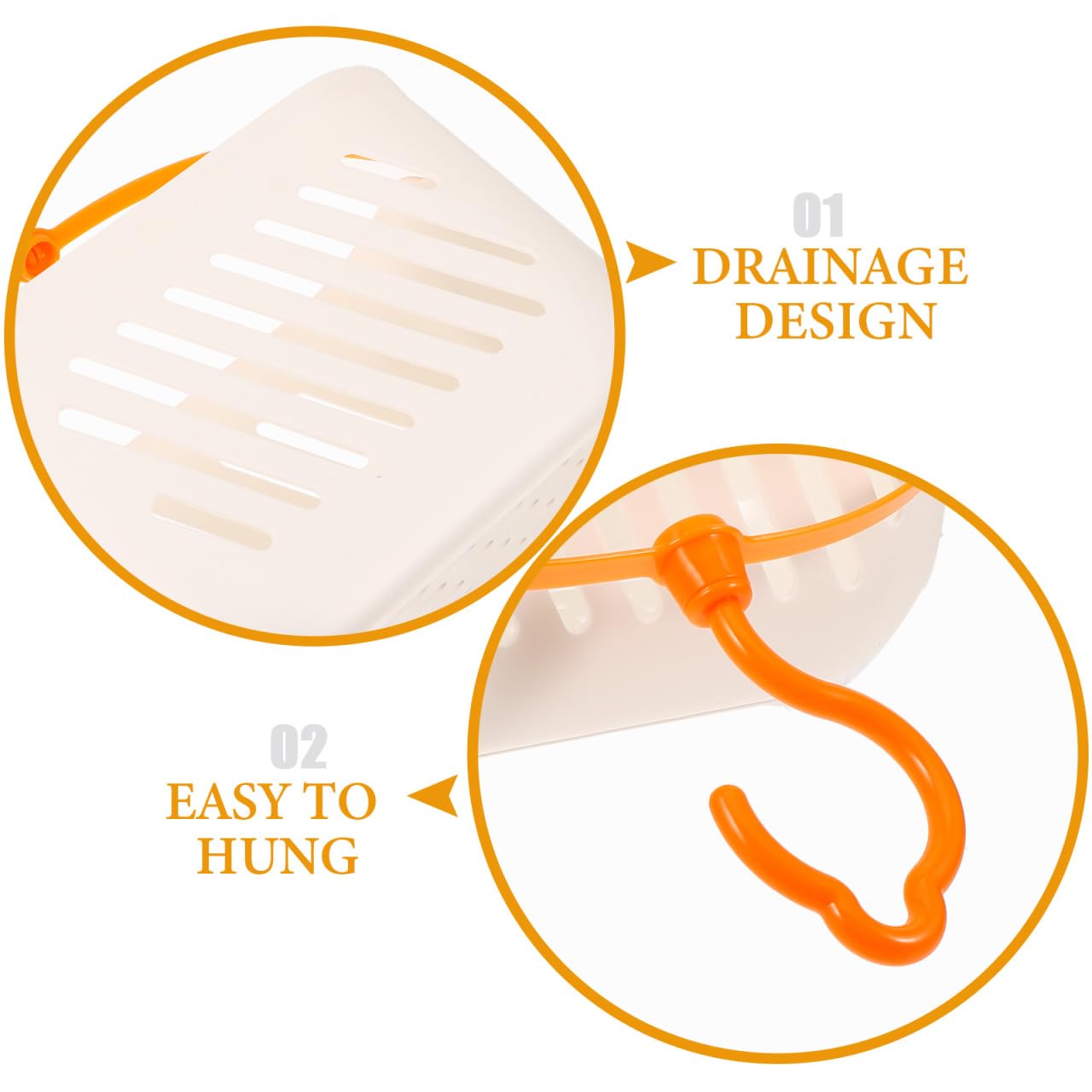 Angoily Cesta de ducha colgante de plástico para colgar, cesta de ducha portátil, organizador de cocina con gancho para el hogar, color blanco